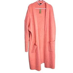 J CREW Alpaca Blend Long Open Front Cardigan Sweater in Pink Size XXL New w/ Tag